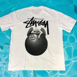 Stussy White Tee with Black Graphic